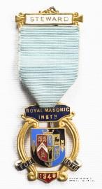 Знак RMIB 1949. STEWARD ROYAL MASONIC INSTITUTION FOR BOYS.  – Королевский Масонский институт для мальчиков.