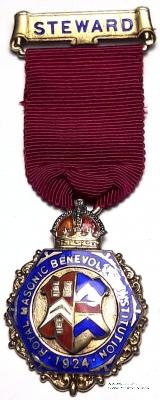 Знак RMBI 1924. STEWARD ROYAL MASONIC BENEVOLENT INST. – Королевский Масонский Благотворительный институт