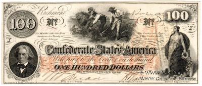100 долларов США 1862 г.