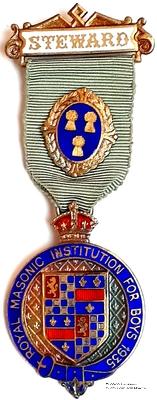 Знак RMIB 1935. STEWARD ROYAL MASONIC INSTITUTION FOR BOYS.  – Королевский Масонский институт для мальчиков.