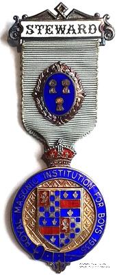 Знак RMIB 1935. STEWARD ROYAL MASONIC INSTITUTION FOR BOYS.  – Королевский Масонский институт для мальчиков.