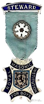 Знак RMIB 1971. STEWARD ROYAL MASONIC INSTITUTION FOR BOYS. – Королевский Масонский институт для мальчиков.